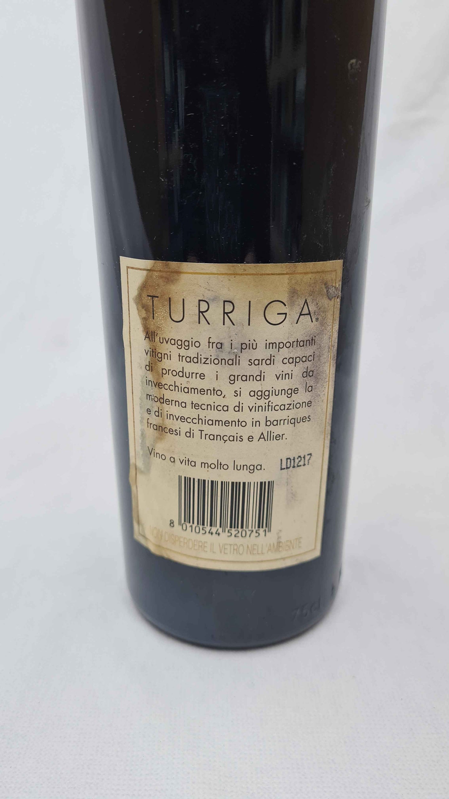 Bottiglia di vino ​Turriga 1997 Isola dei Nuraghi IGT | Vino Rosso Cantine Argiolas