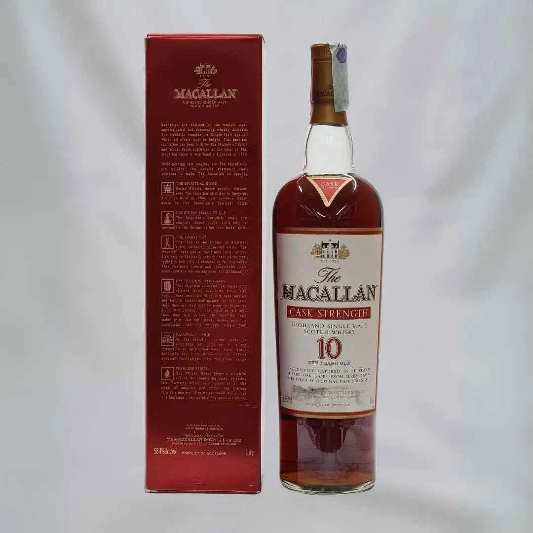 Bottiglia di scotch whisky ​Macallan 10 years old Cask Strength 58,4% 1L | Single Malt | Sherry Wood Cask - Timeless Whisky