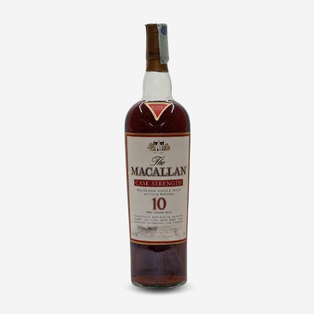 Bottiglia di scotch whisky ​Macallan 10 years old Cask Strength 58,4% 1L | Single Malt | Sherry Wood Cask - Timeless Whisky
