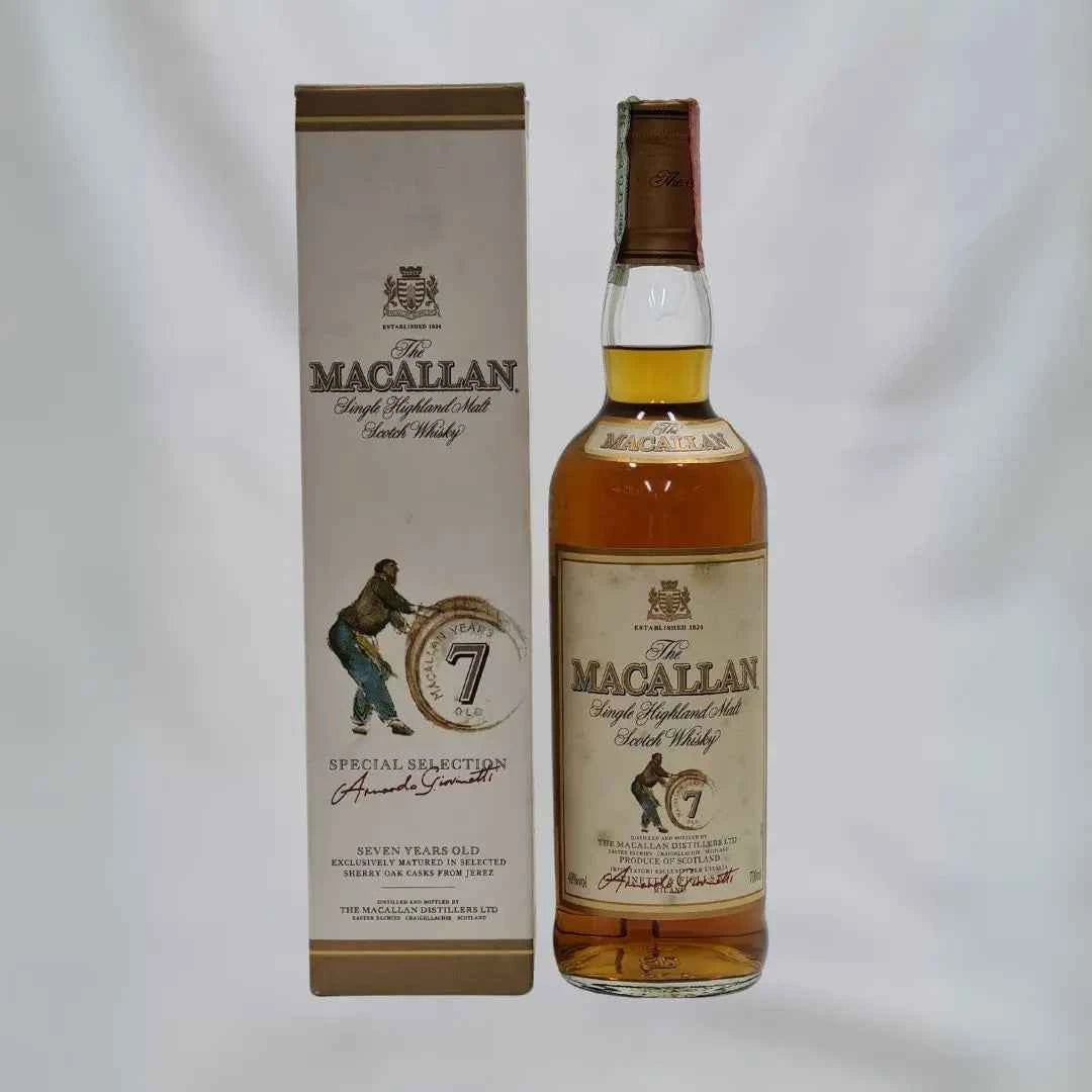 Bottiglia di scotch Whisky  ​Macallan 7 years old con Box | Single Malt | 40% 700ml | Sherry Wood Cask | Giovinetti - Timeless Whisky