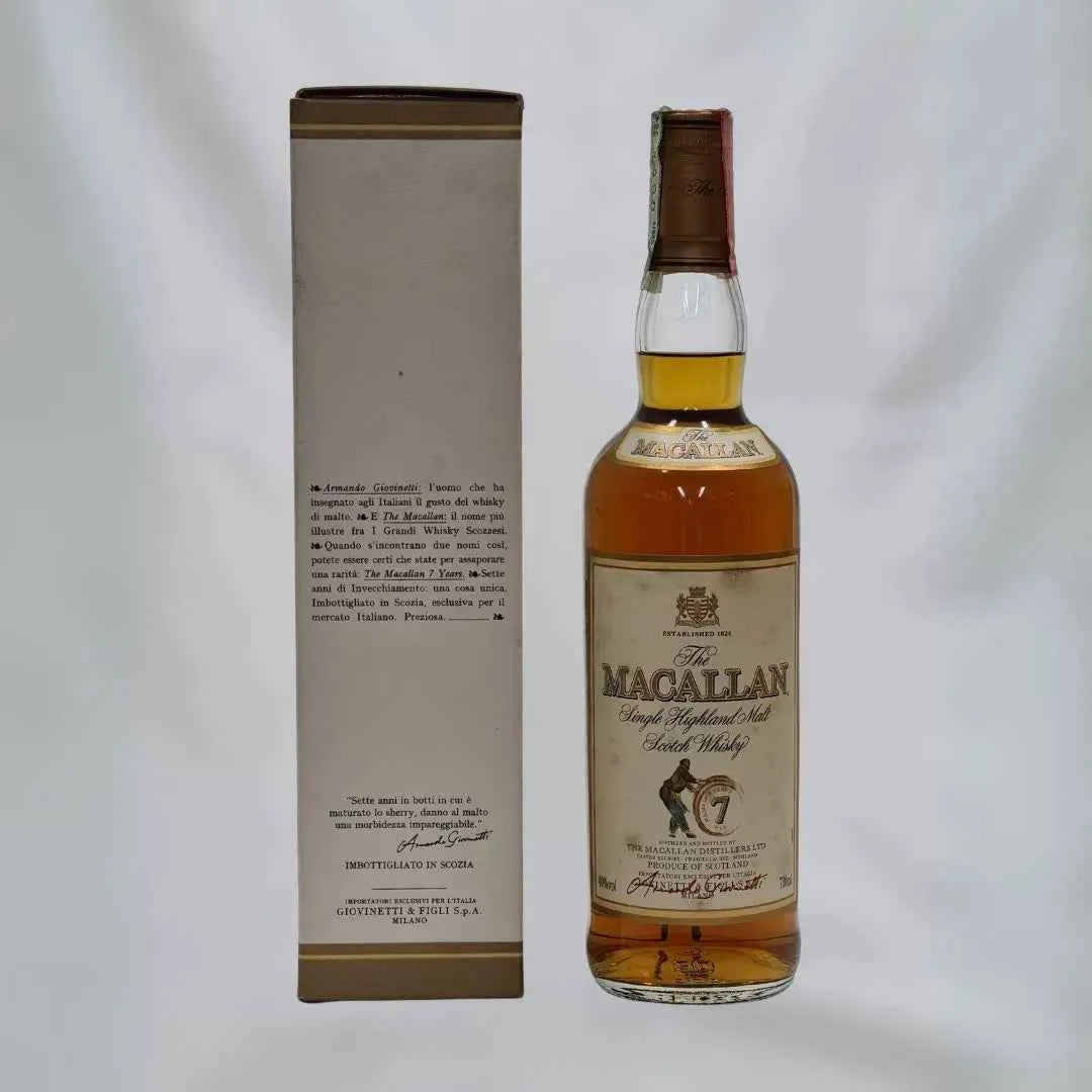 Bottiglia di scotch Whisky  ​Macallan 7 years old con Box | Single Malt | 40% 700ml | Sherry Wood Cask | Giovinetti - Timeless Whisky